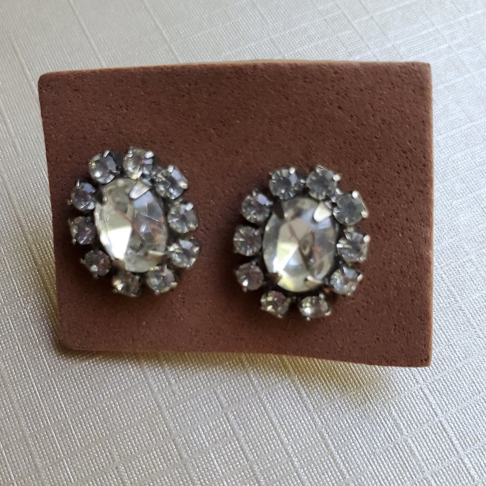 Vintage Pierced Rhinestone Earrings